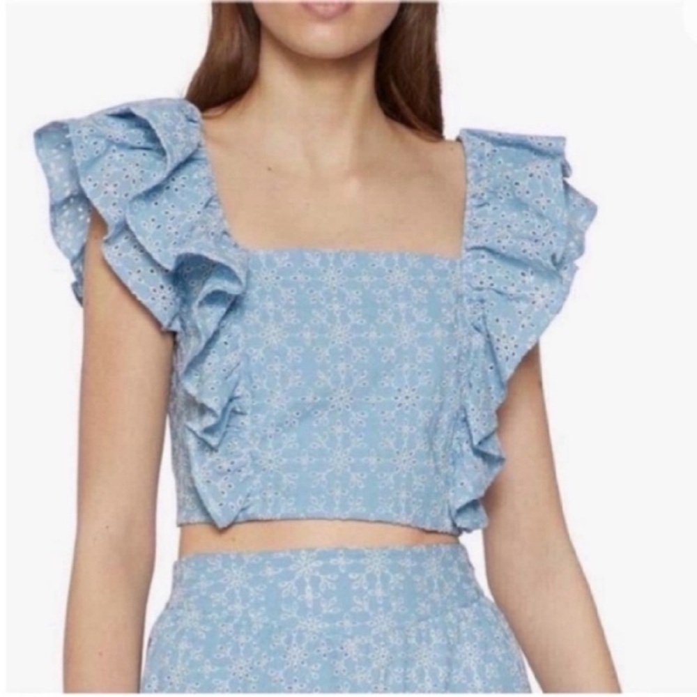 Bcbg Blue Ruffle Top